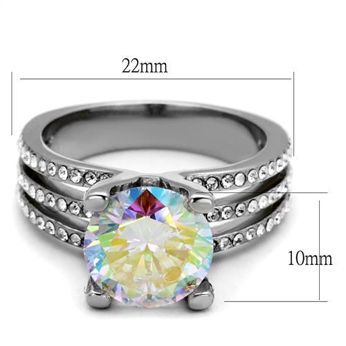 MATK2179 - High polished (no plating) Stainless Steel Ring with AAA Grade CZ  in White AB