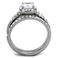 MATK2180 - High polished (no plating) Stainless Steel Ring with AAA Grade CZ  in Clear