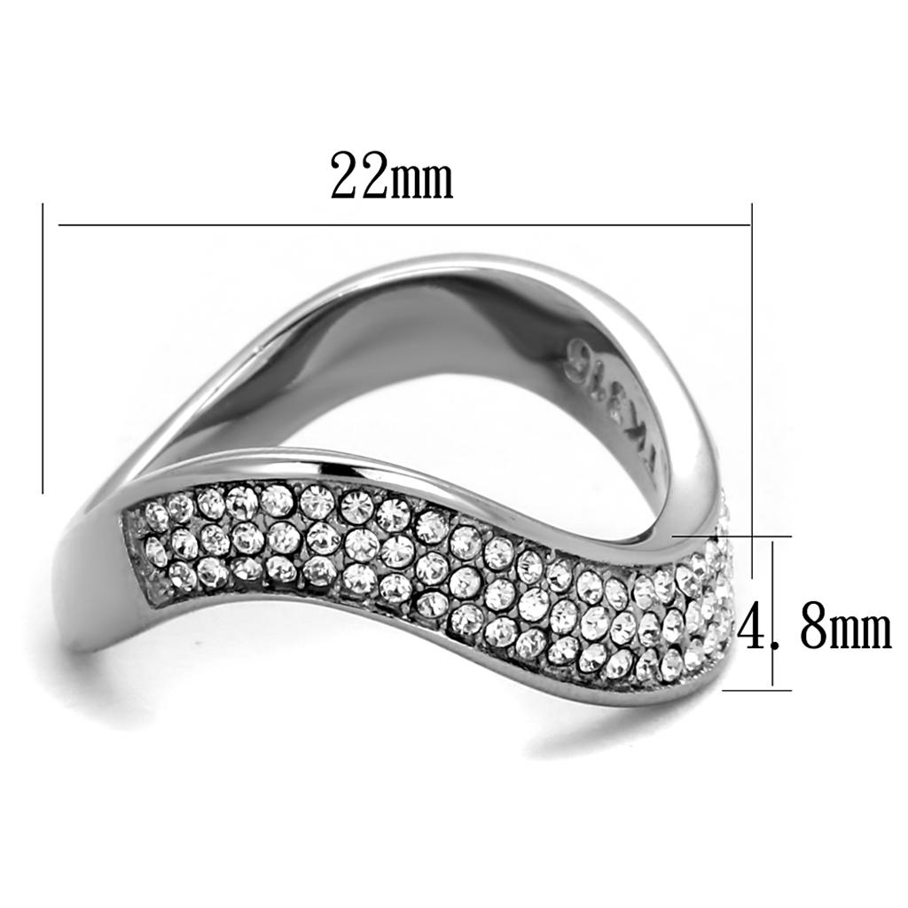 MATK2181 - High polished (no plating) Stainless Steel Ring with Top Grade Crystal  in Clear