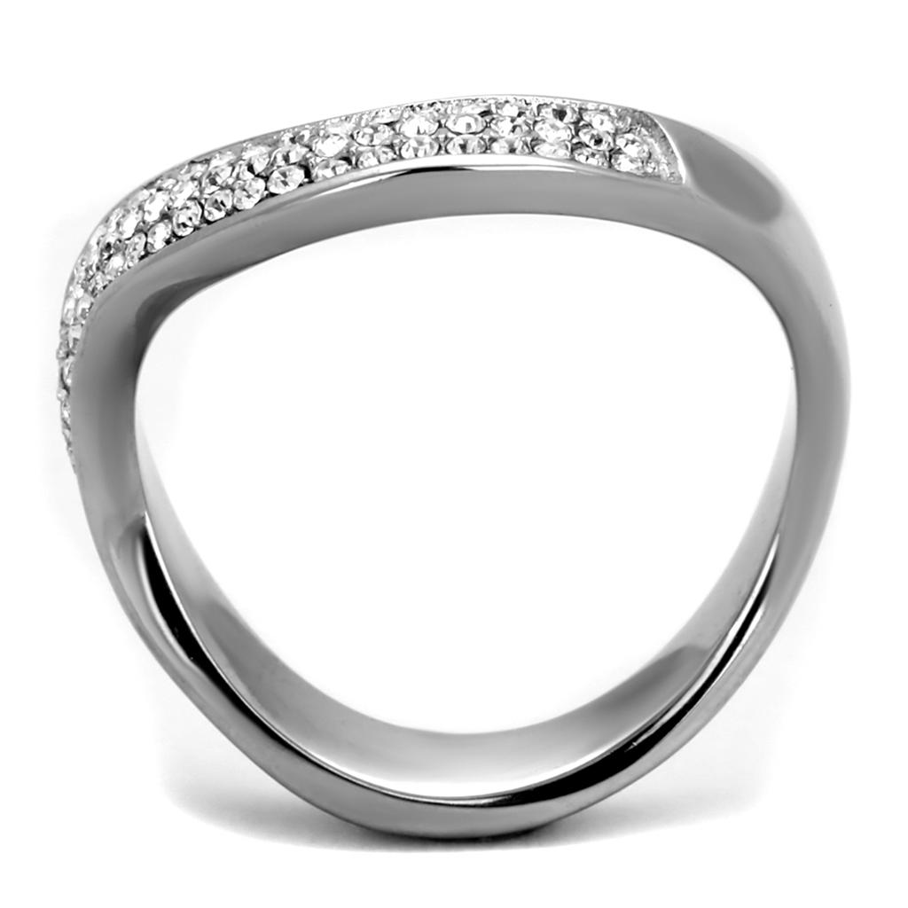 MATK2181 - High polished (no plating) Stainless Steel Ring with Top Grade Crystal  in Clear