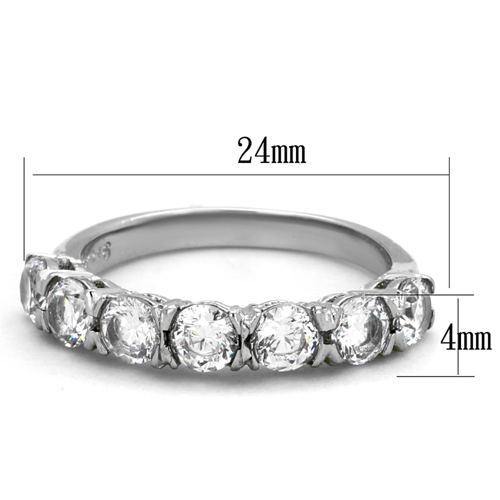 MATK2182 - High polished (no plating) Stainless Steel Ring with AAA Grade CZ  in Clear