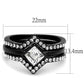 MATK2185 - IP Black(Ion Plating) Stainless Steel Ring with Top Grade Crystal  in Clear