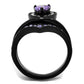 MATK2186 - IP Black(Ion Plating) Stainless Steel Ring with AAA Grade CZ  in Amethyst