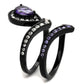 MATK2186 - IP Black(Ion Plating) Stainless Steel Ring with AAA Grade CZ  in Amethyst