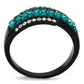 MATK2190 - IP Black(Ion Plating) Stainless Steel Ring with Top Grade Crystal  in Blue Zircon