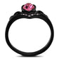 MATK2192 - IP Black(Ion Plating) Stainless Steel Ring with Top Grade Crystal  in Rose
