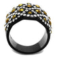 MATK2197 - IP Black(Ion Plating) Stainless Steel Ring with Top Grade Crystal  in Metallic Light Gold
