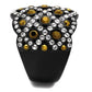 MATK2197 - IP Black(Ion Plating) Stainless Steel Ring with Top Grade Crystal  in Metallic Light Gold