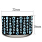 MATK2198 - IP Black(Ion Plating) Stainless Steel Ring with Top Grade Crystal  in Sea Blue
