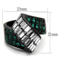 MATK2199 - IP Black(Ion Plating) Stainless Steel Ring with Synthetic Synthetic Glass in Blue Zircon