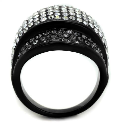 MATK2200 - IP Black(Ion Plating) Stainless Steel Ring with Top Grade Crystal  in Multi Color