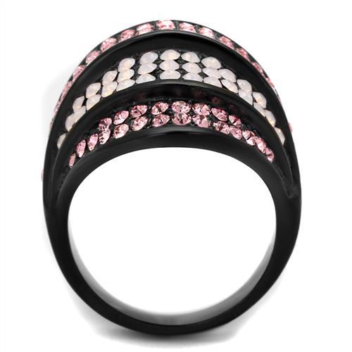 MATK2201 - IP Black(Ion Plating) Stainless Steel Ring with Top Grade Crystal  in Multi Color
