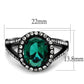MATK2202 - IP Black(Ion Plating) Stainless Steel Ring with Synthetic Synthetic Glass in Blue Zircon