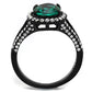 MATK2202 - IP Black(Ion Plating) Stainless Steel Ring with Synthetic Synthetic Glass in Blue Zircon