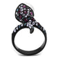 MATK2203 - IP Black(Ion Plating) Stainless Steel Ring with Synthetic Pearl in White