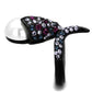 MATK2203 - IP Black(Ion Plating) Stainless Steel Ring with Synthetic Pearl in White