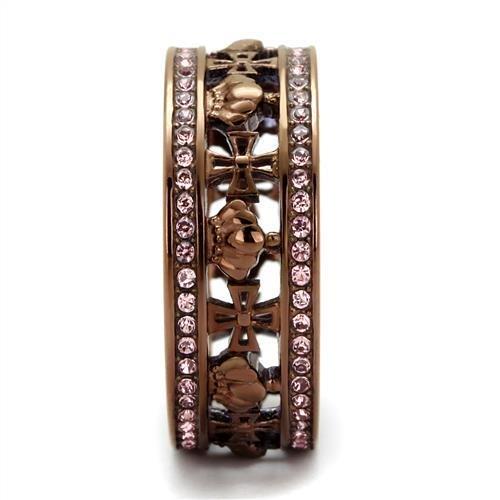 MATK2204LC - IP Coffee light Stainless Steel Ring with Top Grade Crystal  in Light Rose