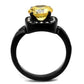 MATK2208 - IP Black(Ion Plating) Stainless Steel Ring with AAA Grade CZ  in Topaz