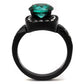 MATK2209 - IP Black(Ion Plating) Stainless Steel Ring with Synthetic Synthetic Glass in Blue Zircon