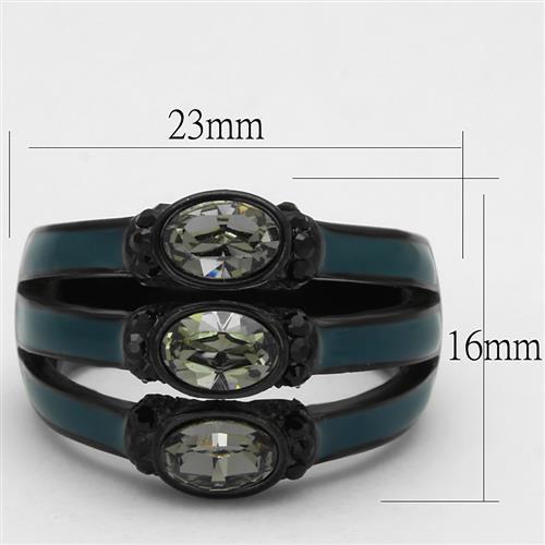 MATK2214 - IP Black(Ion Plating) Stainless Steel Ring with Top Grade Crystal  in Black Diamond