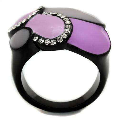 MATK2215 - IP Black(Ion Plating) Stainless Steel Ring with Top Grade Crystal  in Clear