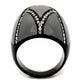 MATK2216 - IP Black(Ion Plating) Stainless Steel Ring with Top Grade Crystal  in Clear