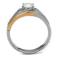 MATK2218 - Two-Tone IP Rose Gold Stainless Steel Ring with AAA Grade CZ  in Clear