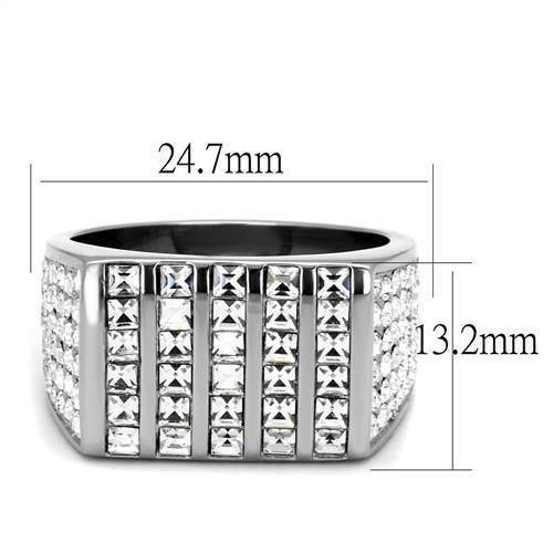 MATK2219 - High polished (no plating) Stainless Steel Ring with Top Grade Crystal  in Clear