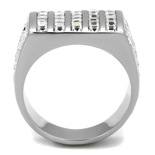 MATK2219 - High polished (no plating) Stainless Steel Ring with Top Grade Crystal  in Clear