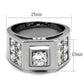 MATK2220 - High polished (no plating) Stainless Steel Ring with AAA Grade CZ  in Clear