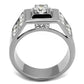 MATK2220 - High polished (no plating) Stainless Steel Ring with AAA Grade CZ  in Clear