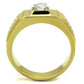 MATK2222 - Two-Tone IP Gold (Ion Plating) Stainless Steel Ring with AAA Grade CZ  in Clear