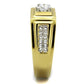 MATK2222 - Two-Tone IP Gold (Ion Plating) Stainless Steel Ring with AAA Grade CZ  in Clear
