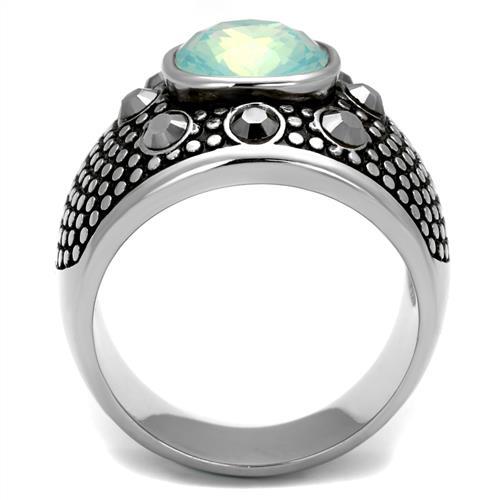 MATK2223 - High polished (no plating) Stainless Steel Ring with Top Grade Crystal  in Fireopal