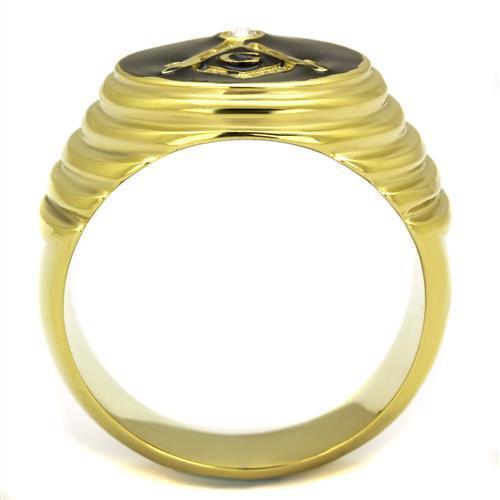 MATK2224 - IP Gold(Ion Plating) Stainless Steel Ring with Top Grade Crystal  in Clear