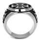 MATK2226 - High polished (no plating) Stainless Steel Ring with Epoxy  in Jet