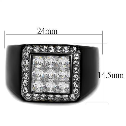 MATK2230 - Two-Tone IP Black Stainless Steel Ring with AAA Grade CZ  in Clear
