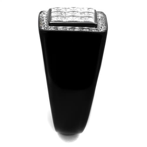 MATK2230 - Two-Tone IP Black Stainless Steel Ring with AAA Grade CZ  in Clear