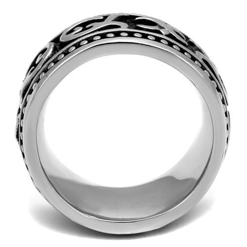 MATK2233 - High polished (no plating) Stainless Steel Ring with Epoxy  in Jet