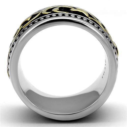 MATK2234 - Two-Tone IP Gold (Ion Plating) Stainless Steel Ring with Epoxy  in Jet