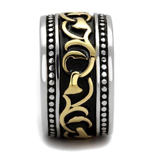 MATK2234 - Two-Tone IP Gold (Ion Plating) Stainless Steel Ring with Epoxy  in Jet