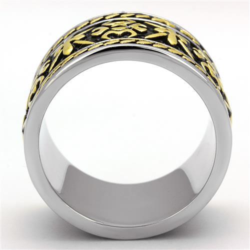 MATK2236 - Two-Tone IP Gold (Ion Plating) Stainless Steel Ring with Epoxy  in Jet