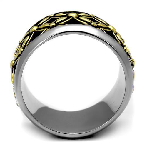 MATK2237 - Two-Tone IP Gold (Ion Plating) Stainless Steel Ring with Epoxy  in Jet