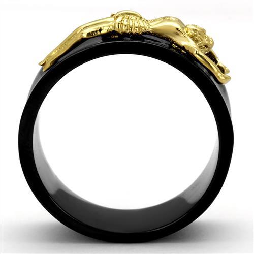 MATK2240 - IP Gold+ IP Black (Ion Plating) Stainless Steel Ring with No Stone