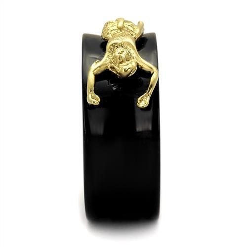 MATK2240 - IP Gold+ IP Black (Ion Plating) Stainless Steel Ring with No Stone