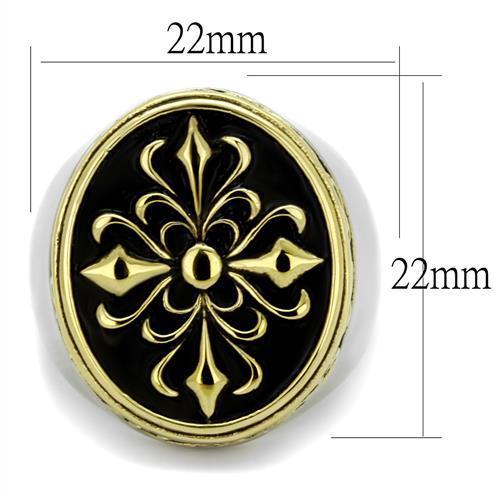 MATK2241 - Two-Tone IP Gold (Ion Plating) Stainless Steel Ring with Epoxy  in Jet