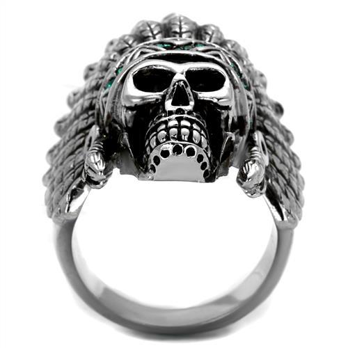 MATK2245 - High polished (no plating) Stainless Steel Ring with Top Grade Crystal  in Emerald
