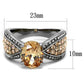 MATK2249 - High polished (no plating) Stainless Steel Ring with AAA Grade CZ  in Champagne
