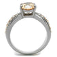 MATK2249 - High polished (no plating) Stainless Steel Ring with AAA Grade CZ  in Champagne
