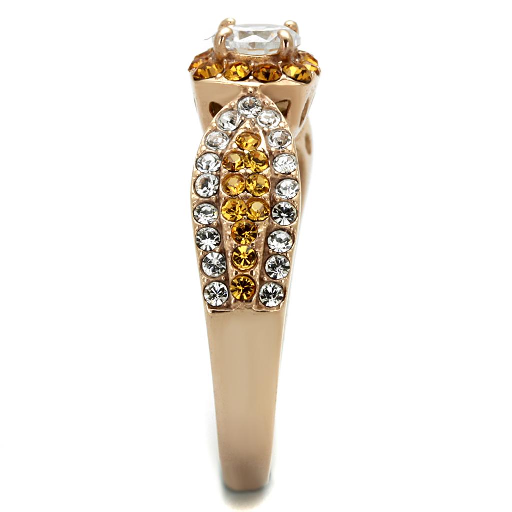 MATK2250 - IP Rose Gold(Ion Plating) Stainless Steel Ring with AAA Grade CZ  in Clear